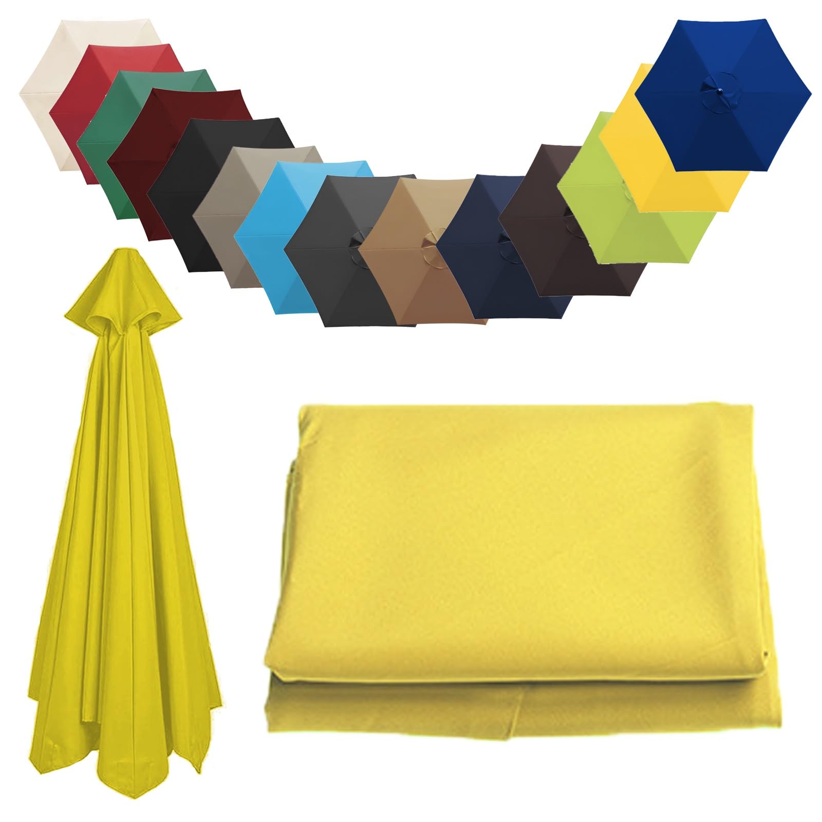 Replacement Parasol Canopy Sun Umbrella Replacement Cloth Replacement Parasol Fabric Cover For Garden Umbrella 2.0 m 2.7 m 3.0 m + 6 Arms/8 Arms(Color:Yellow,Size:6 ribs-3.0 m(9.8ft))