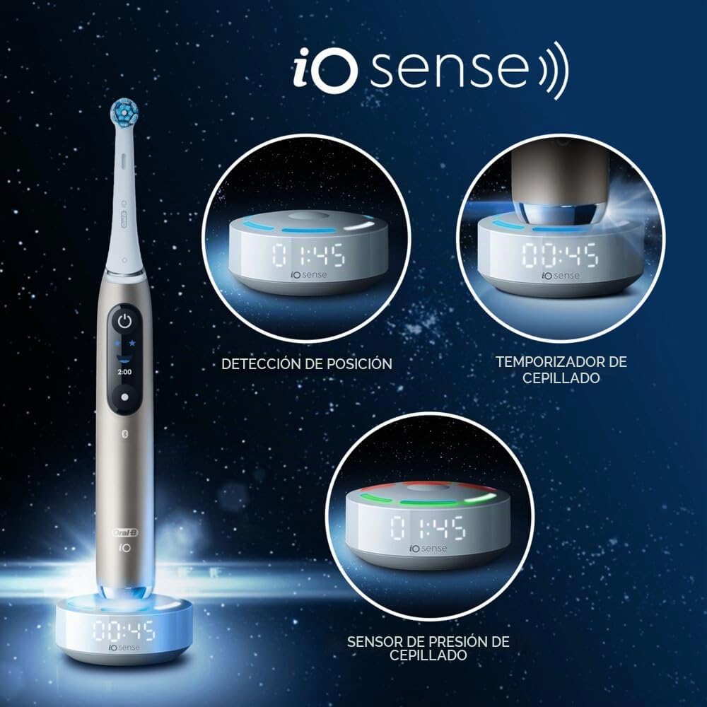 Oral-B iO Series 10 - Cepillo de dientes eléctrico (incluye 1 cabezal, estación de carga rápida iO Sense, estuche de viaje, estuche de cabezal, Eclipse Gold | Incluye 1 cepillo de carga, estuche de viaje, iOSense, cepillo eléctrico con 7 modos de cepillad