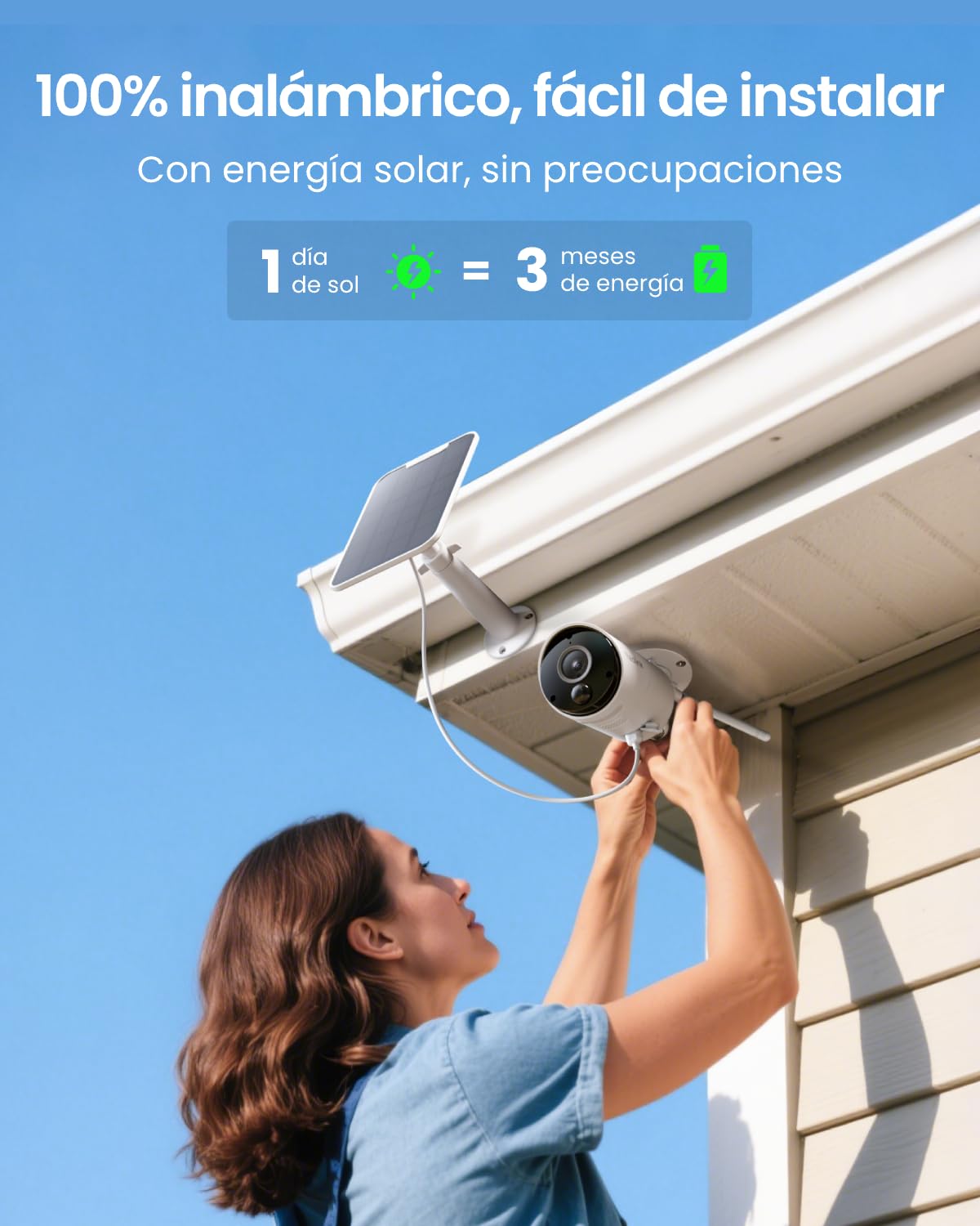 Reolink 5MP Cámara de Vigilancia Inalambrica, Camara Vigilancia WiFi Exterior Solar con Batería, Visión Nocturna, Detección de Personas/Vehículos, Alexa/Google Assistant, Argus Eco+Panel Solar