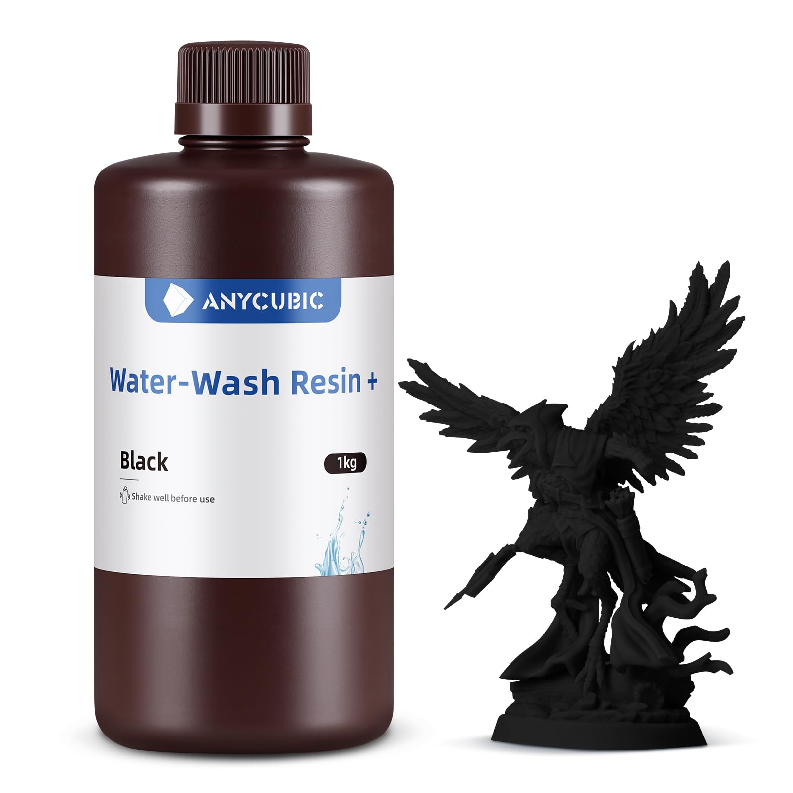 ANYCUBIC Resina Lavabile in Acqua 2.0, Alta Resilienza, Anti-Ingiallimento, Basso Odore per Tutte le Stampante 3D LCD Resina, Nero 1000g