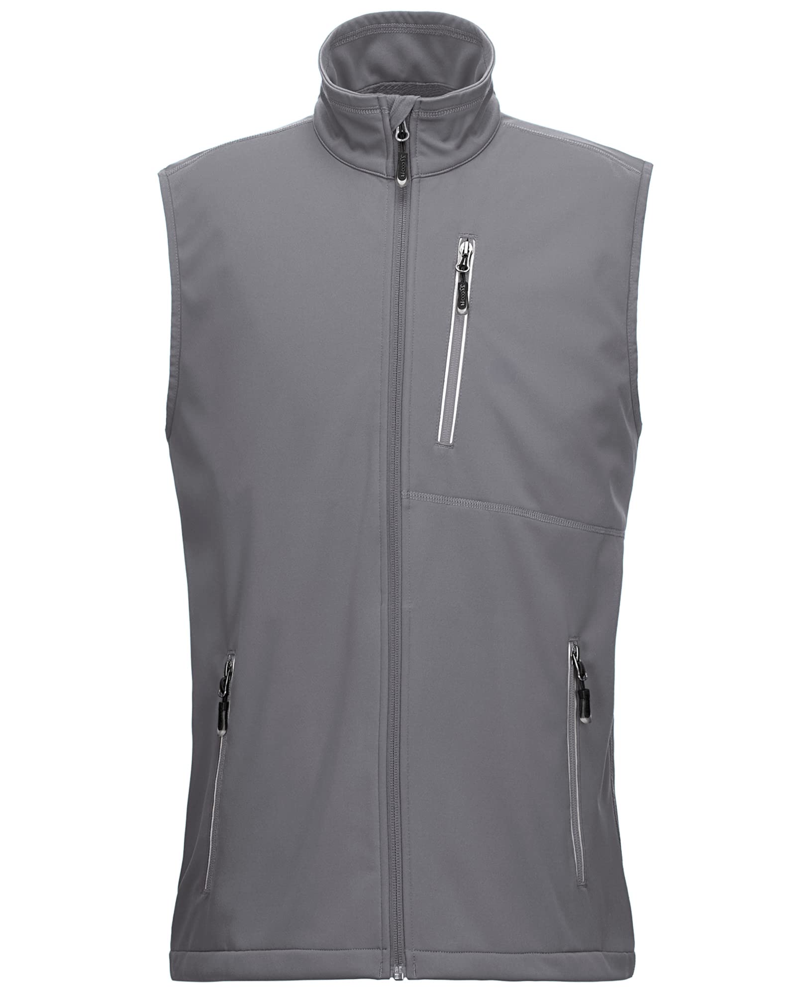 33,000ft Leichte Softshell Weste für Herren, Wasserdichte Winddichte Laufweste, Atmungsaktive Vest Gilet Ärmellose Jacke für Radfahren, Laufen, Wandern, Golf, Arbeit Schlicht Grau 2XL
