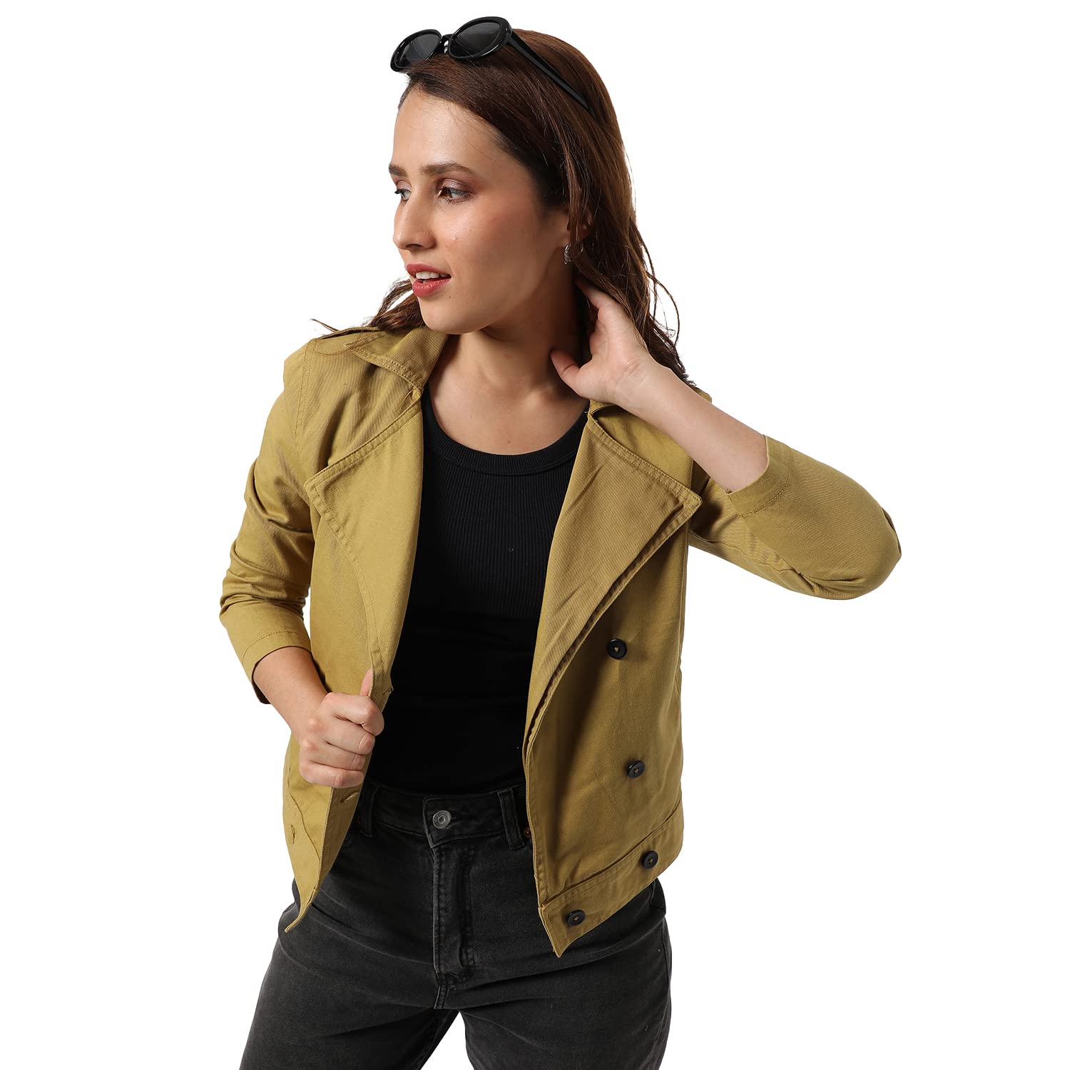 Campus SutraWomen's Orange Regular Fit Denim Jacket For Winter Wear | Collared Neck | Full Sleeve | Buttoned | Casual Jacket For Woman & Girl | Western Stylish Jacket For Women