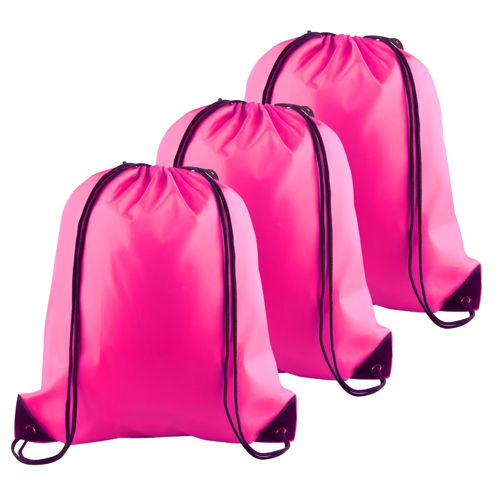 YSUY 3-Pack Rose Red Drawstring Gym Bags, Bags Sports Cinch Sack String Bag, Bulk Swimming String Bags, Draw String Backpack Suitable for Sports, Gym, Travel, Swimming, Beach (Rose Red)