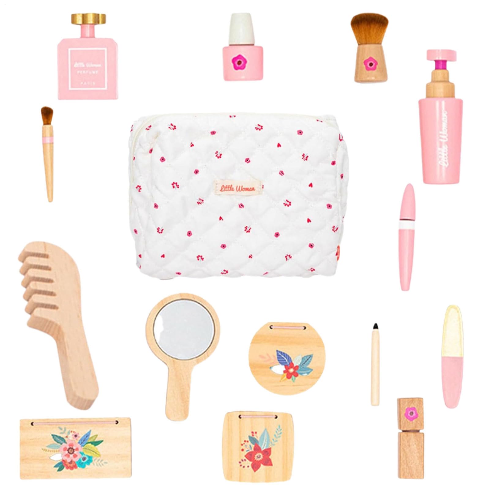Juego de juguetes de maquillaje de madera, juego de salón de belleza de