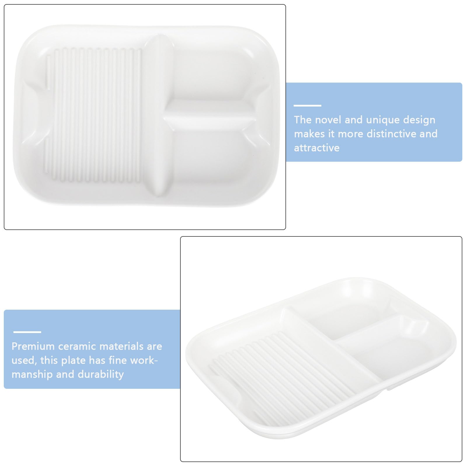 Garneck Assiette Divisée en Céramique Blanche 3 Compartiments Solide et Élégante pour Servir Snacks Lors de Réceptions ou Restaurants