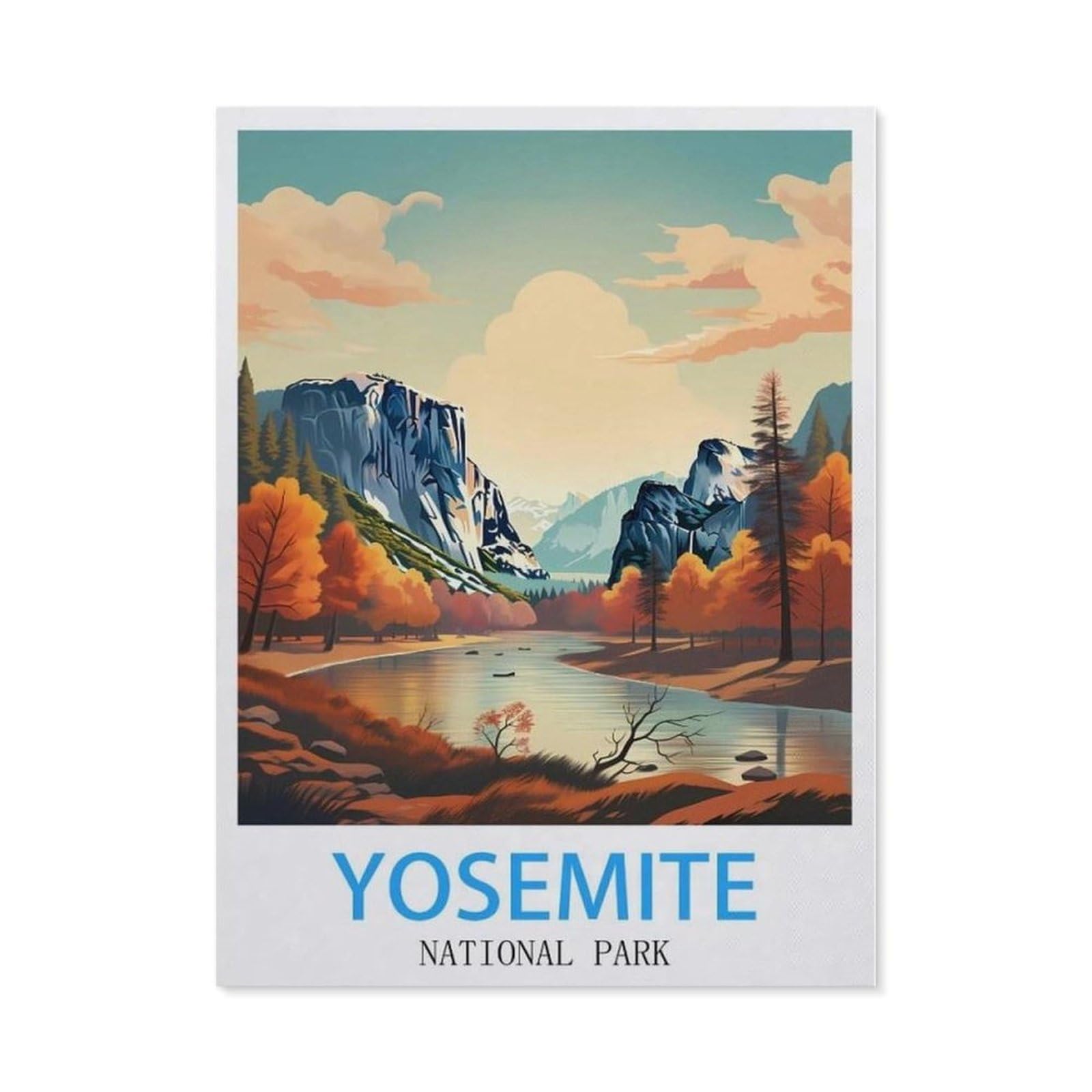 Beayodkp （30 X 40 Cm/11.81 X 15.74 Inches） 5D Diy Diamond Painting，Yosemite National Park Vintage Travel Poster，Art Living Room Wall Decoration Gift-Cd61