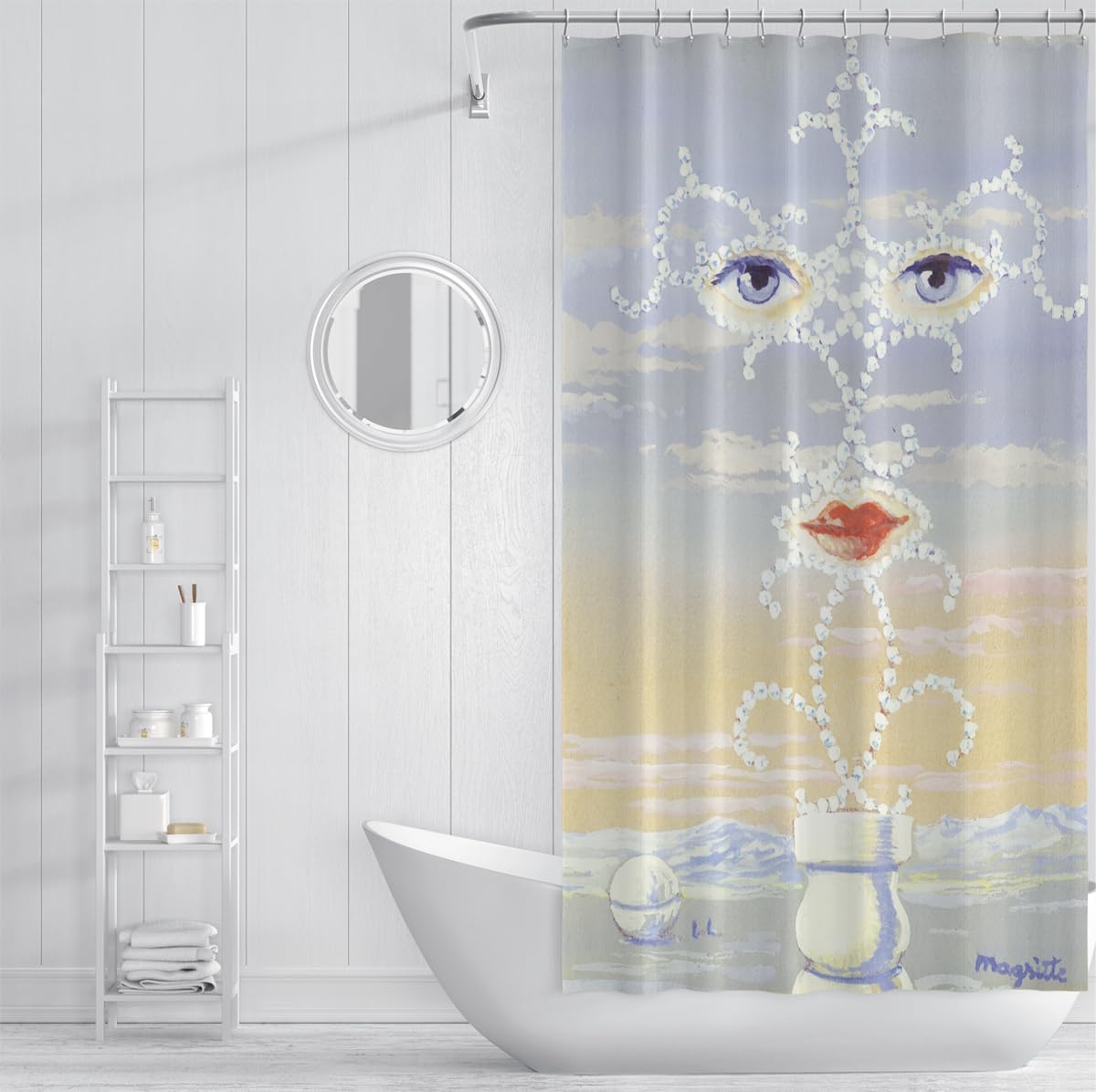 Surrealismus Kunst Duschvorhang Fantasie Augen und Mund Berühmte Malerei Druck Badevorhänge Duschset mit Kunststoffhaken Wasserdicht 180 x 180 cm