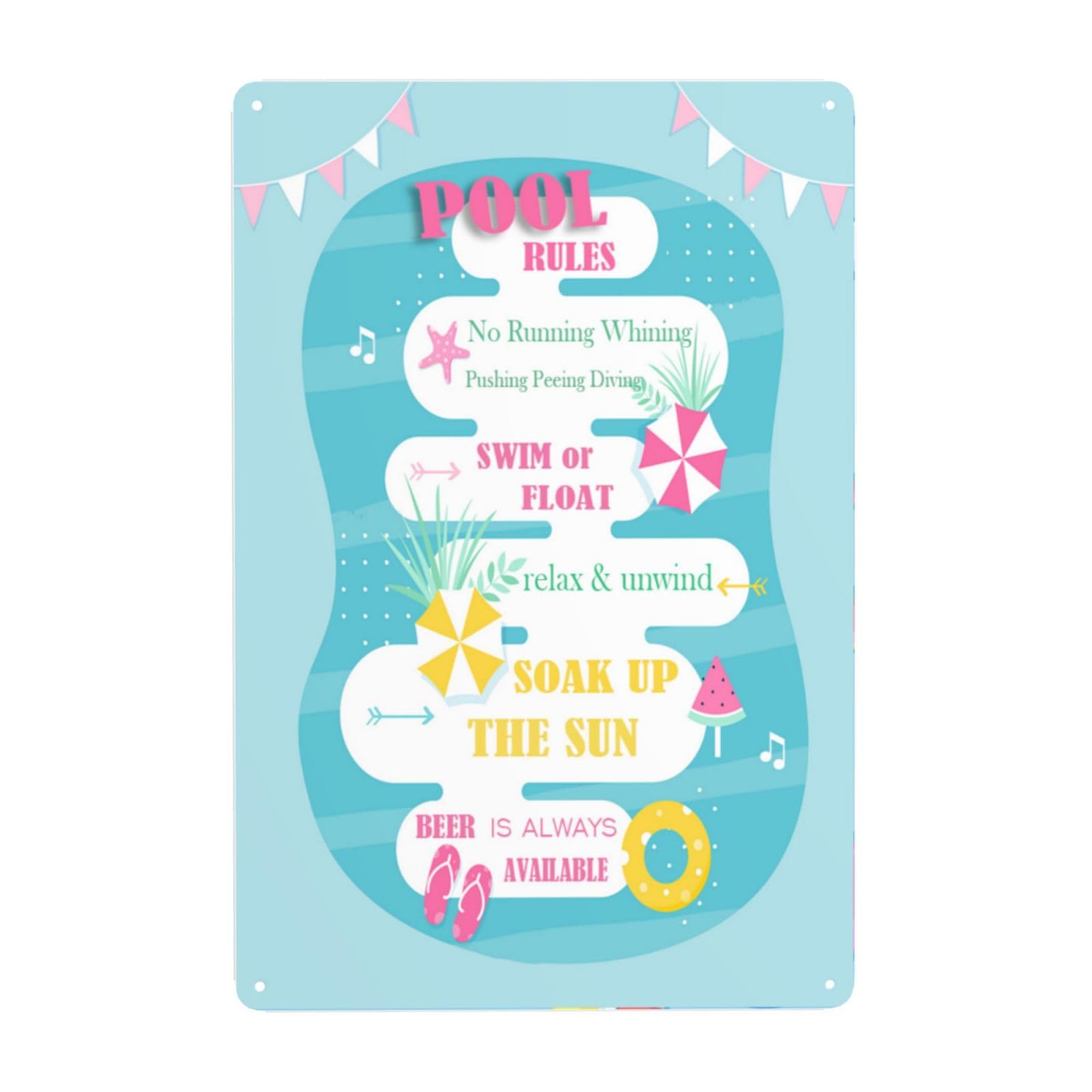 Metal Signs Pool Rules Tin Sign Indoor/Outdoor Swimming Pool Party Decorations Funny Aluminum Metal Sign 8X12 inch