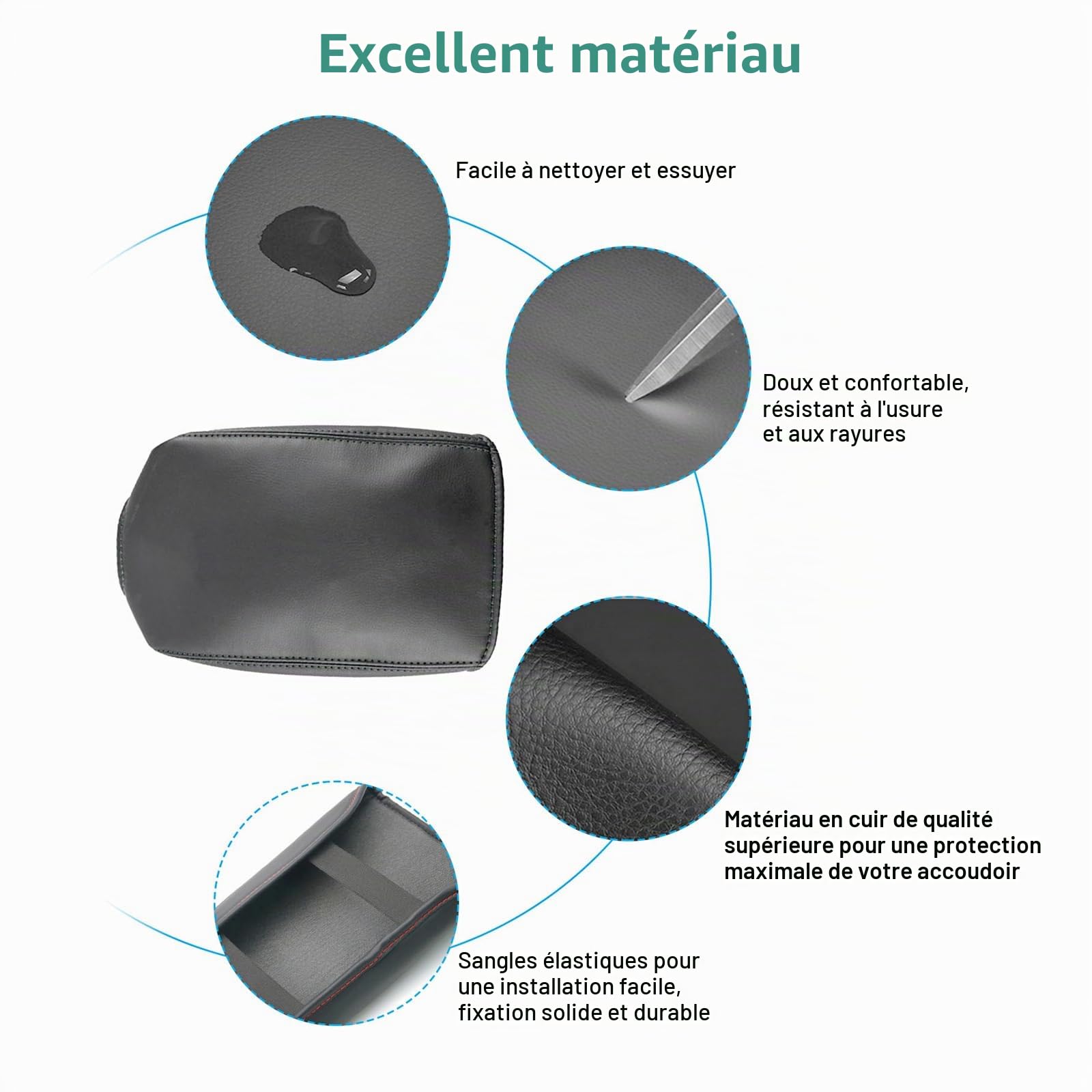 GAFAT V-W Polo MK6 Taigo/Seat Ibiza 5 6F/Seat Arona 2018-2024 2025 Housse d'Accoudoir Central, Taigo 2024 Coussin d'Accoudoir Console Central, Accoudoir de Protection, Cuir Microfibre PU (Noir)