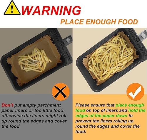 Miniatura 3 de Revestimientos para freidora de aire, 100 forros de papel pergamino rectangulares desechables para todas las freidora de doble cesta 8QT-10QT, papel