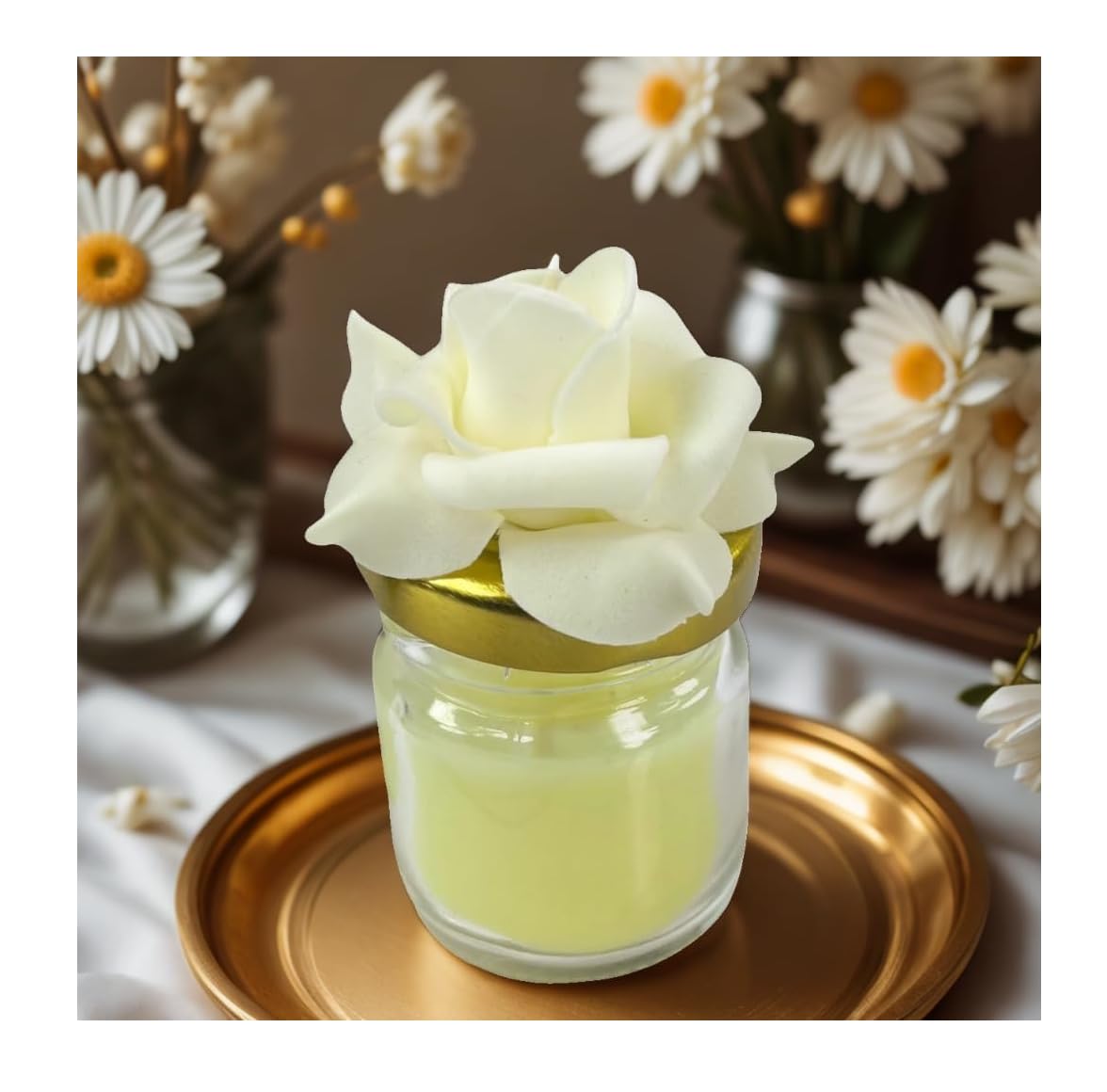 15 velas de cristal + flor crema idea regalos invitados boda comunión bautismo candelabro decoración del hogar no perfumado