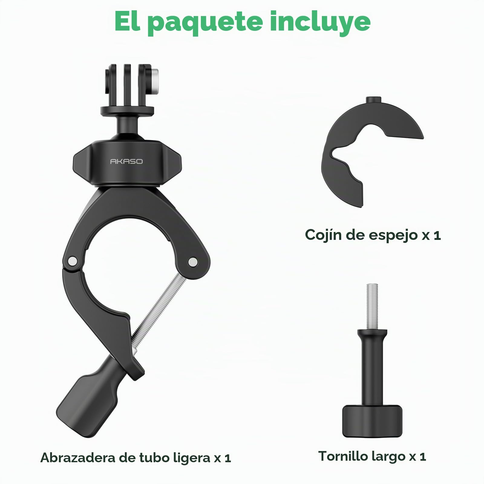 AKASO Soporte para Manillar de Motocicleta y Manillar de Bicicleta | Rotación de 360°, Compatible con Cámara deportiva AKASO EK7000/EK7000 Pro/Brave 4/4 Pro/Brave 7/7 LE/V50 X/V50 Elite
