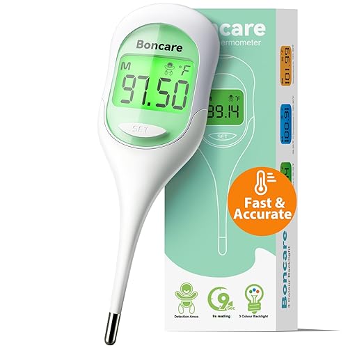 Miniatura 1 de Boncare Termómetro corporal basal de 9 segundos para ovulación, termómetro oral para adultos y niños, termómetro rectal preciso, con alarma de