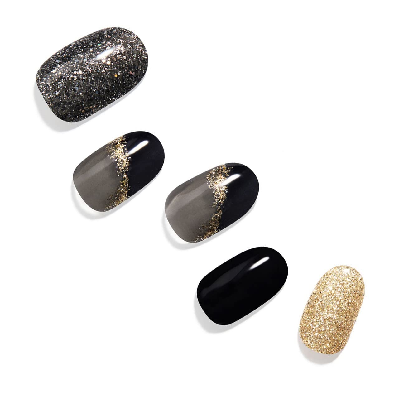 [ダッシングディバ] ネイルチップ ネイルシール ジェルネイルシール ジェルネイル ネイル カラージェル つけ爪 シール 手 ハンド グロウ グロス Gold Sparkle ブラック系 黒 WMA012KJ