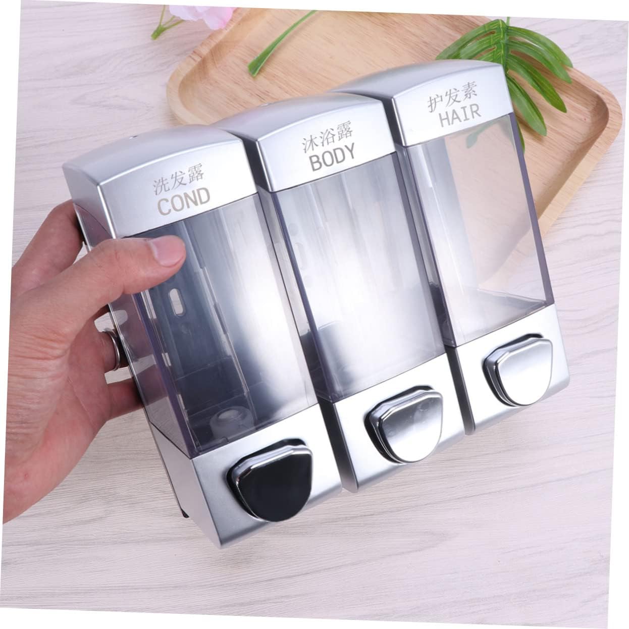 Wall-Mounted Soap Gel Dispenser for Shampoo and Conditioner Triple Outlet Design for Bathroom and Shower Easy Installation Space-Saving for Liquid Soap and Lotion