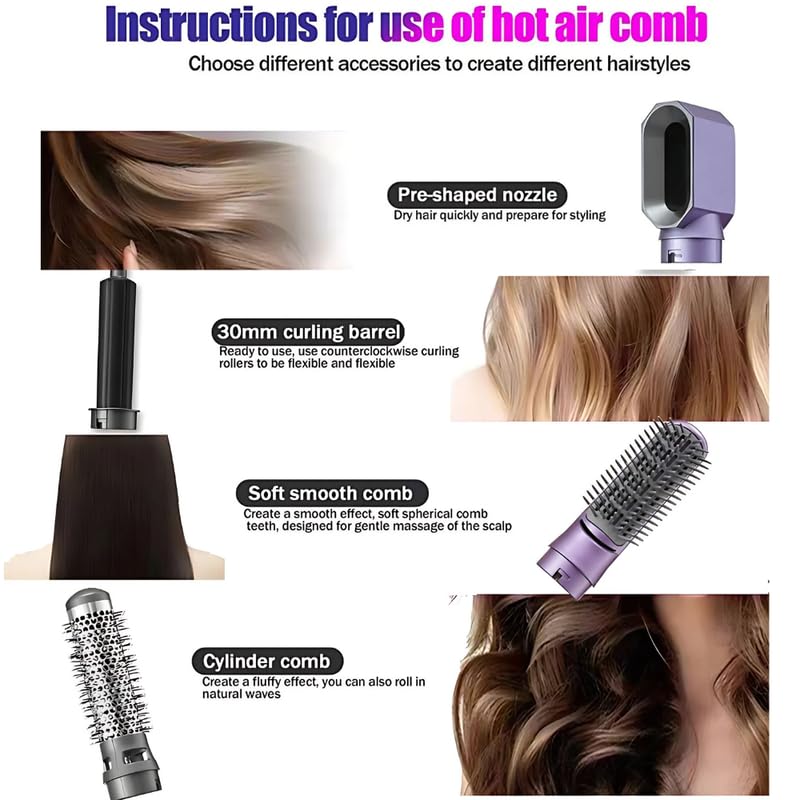 Drumstone 15 Years Warranty 5-in-1 Hot Air Hair Styler, Purple - Image 5
