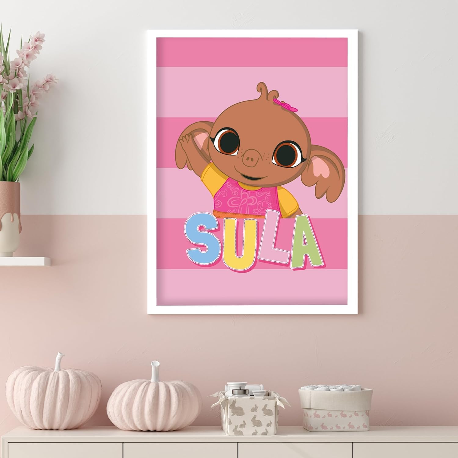 Themed Bing Print - Sula Pink Stripes Poster Wall Art (21cm x 29.7cm - A4)