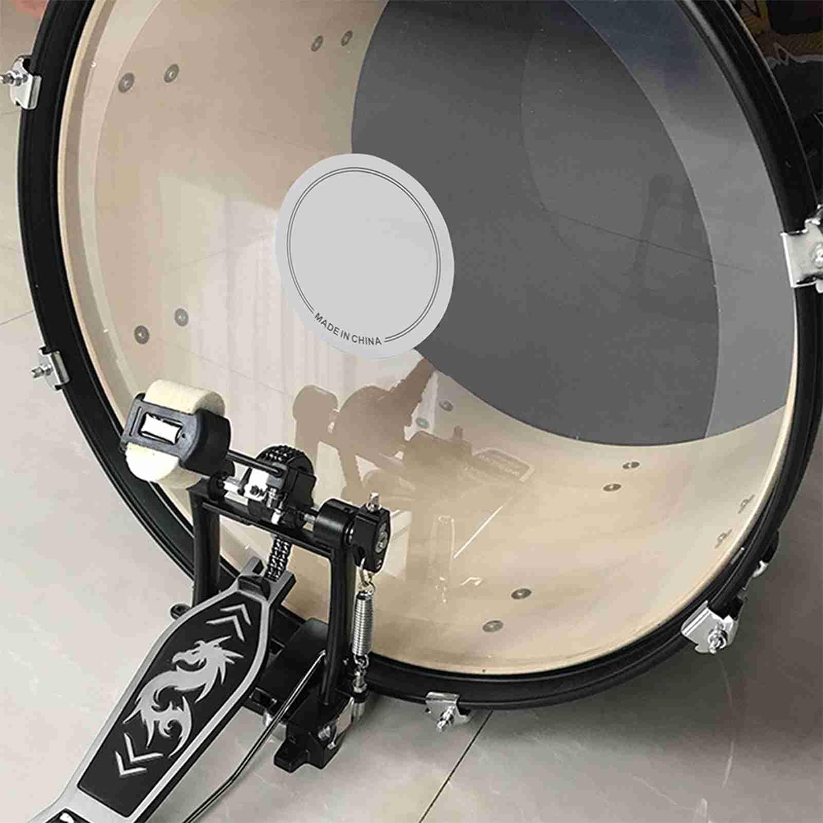 DrumShield Bass Drum Patch, PET Drumhead Protector for Single Pedal, Easy Application Sound Enhancement Accessory for Drummers (11cm)
