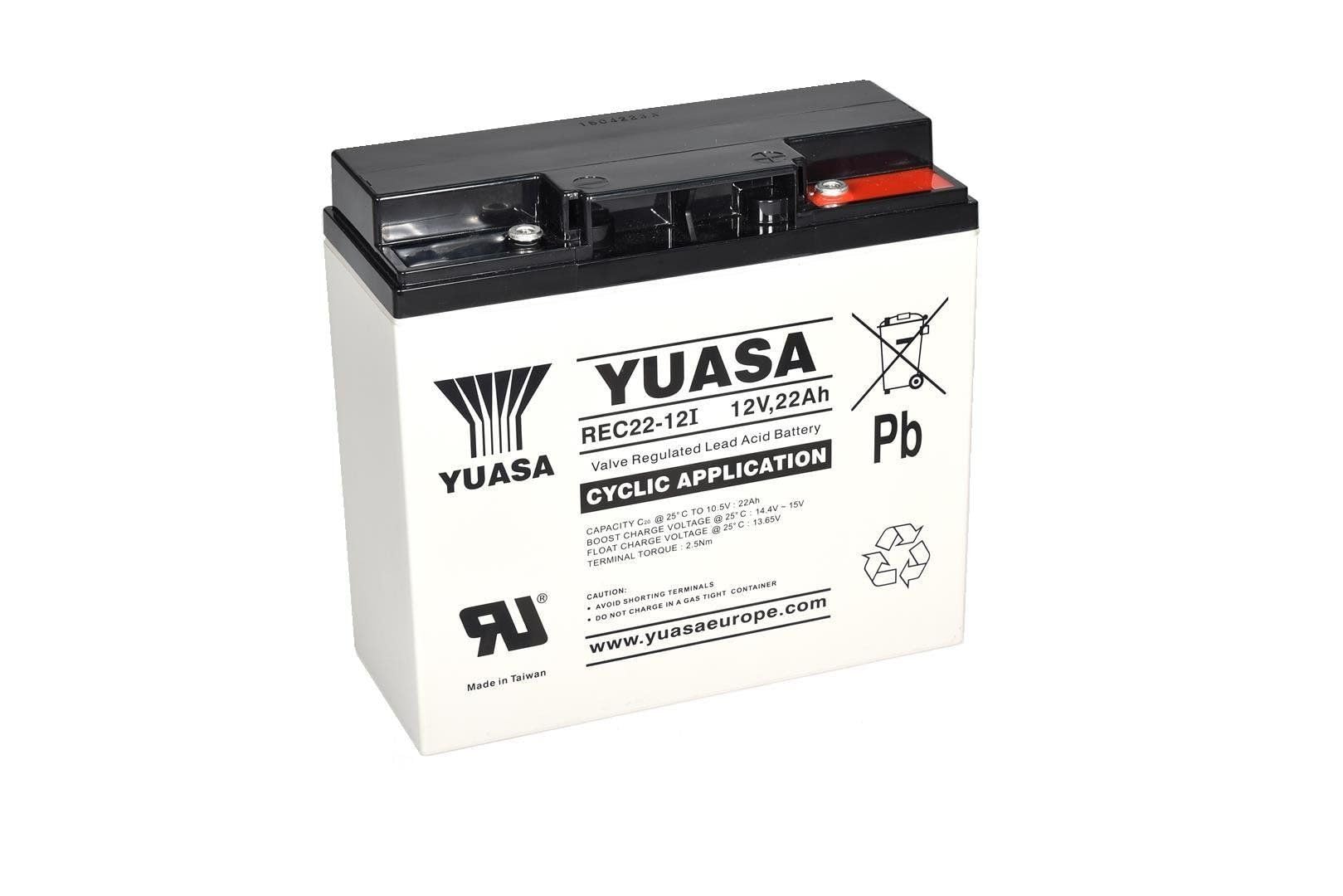 batteria di ricambio YUASA per illuminazione di emergenza, impianti di allarme 12V 22Ah resistente ai cicli