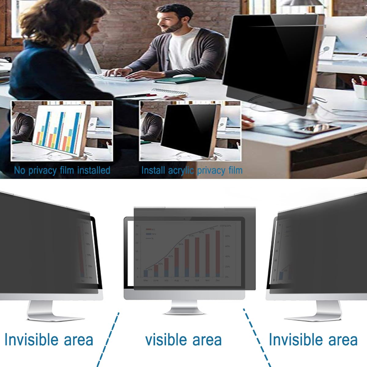 TBLOTYD Data Protection Screen Filter Compatible for Desktop Computers, Widescreen Computer Monitor Screen Protector, Computer Privacy Screen Protector,