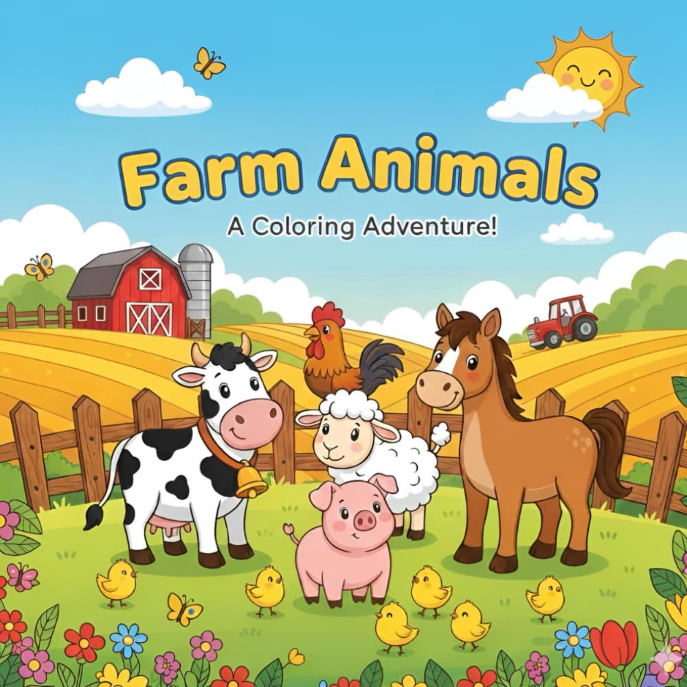 Farm Animals: A coloring Adventure!: Coloring the magic of the farm, one page at a time!