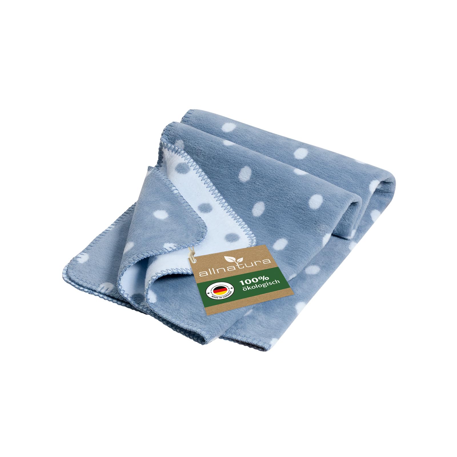 allnatura Manta mullida para niños de verano Cotona Puntino, 75 x 100 cm, fabricada en Alemania, color azul, 100% algodón orgánico sostenible, sin sustancias nocivas, manta para cochecito, cama, suelo