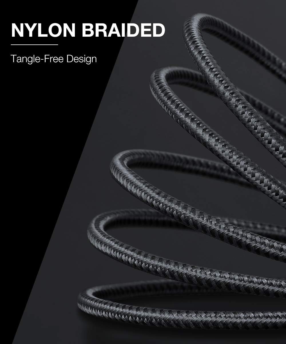 JSAUX Lightning iPhone Charger Cable 【2-Pack 6ft】, [Apple MFi Certified] Nylon Braided USB Fast Charging Cord Compatible with iPhone X Xs XR / 8/8 Plus / 7/7 Plus / 6 /6S Plus / 5 /5S / iPad(Grey)