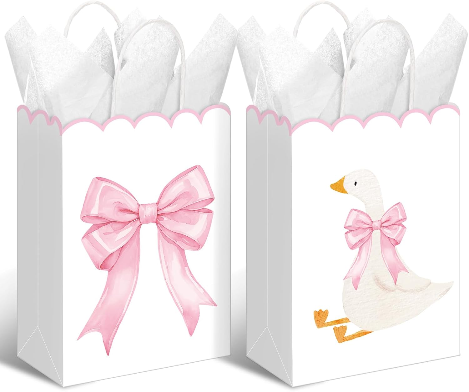 Kolldenn 24 Pcs One Silly Goose Party Favor Gift Bag, Pink, Goose
