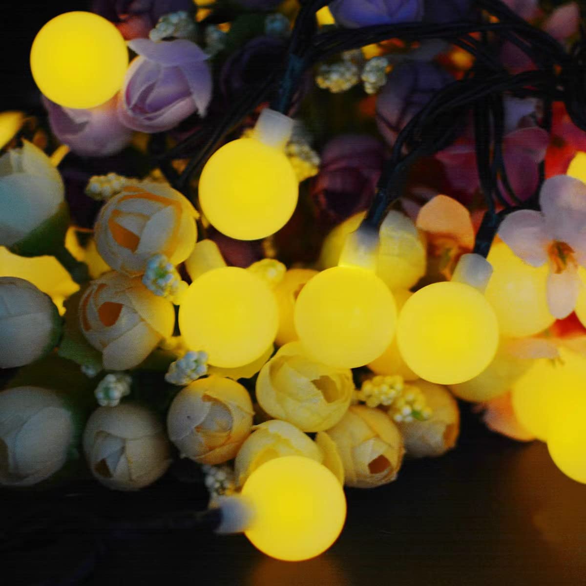 Solarny łańcuch świetlny, 30 diod LED, 6,5 m, łańcuch świetlny solarny, mini kulka, dekoracyjne światła, 8 trybów, wodoodporne/z pilotem zdalnego sterowania, świąteczne lampki USB, do wewnątrz, na zewnątrz, do ogrodu (800 LED 102 m, ciepły kolor)
