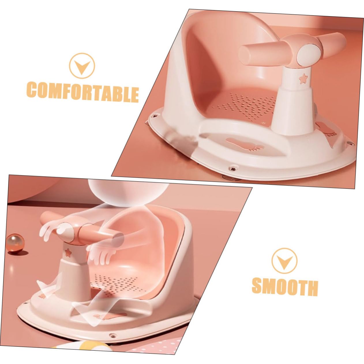 Veemoon Babybadewannensitz Kleinkind Badesitz Rutschfest mit Weichem Ergonomischem Sitz Frei für Babys Badewanne und Dusche