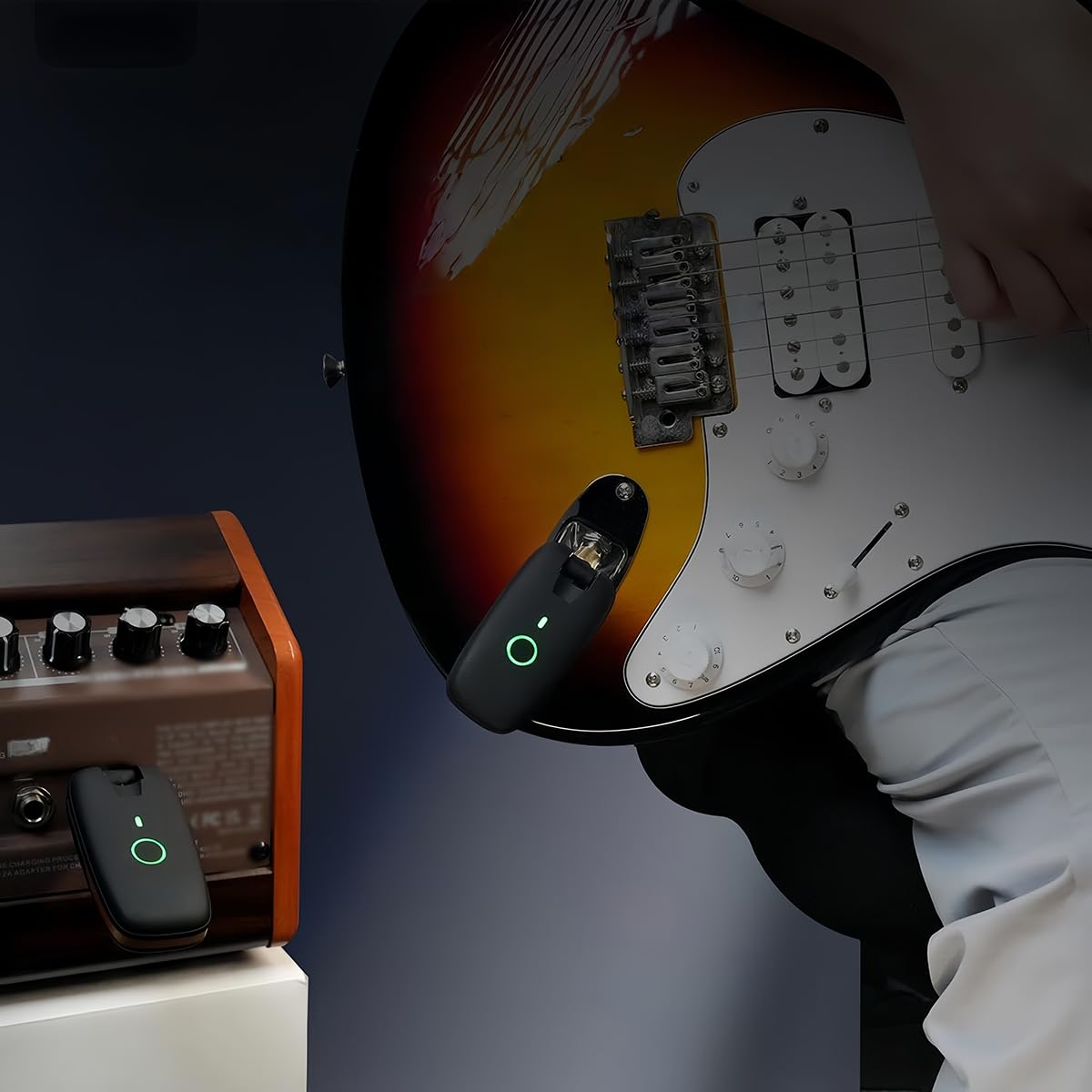 Émetteur-récepteur sans fil pour guitare avec 7 canaux, système audio rechargeable sans fil pour guitare électrique, basse, violon, saxophone