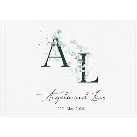 Personalized Wedding Registry Book with Couple Initial, Elegant Guest Book Signs