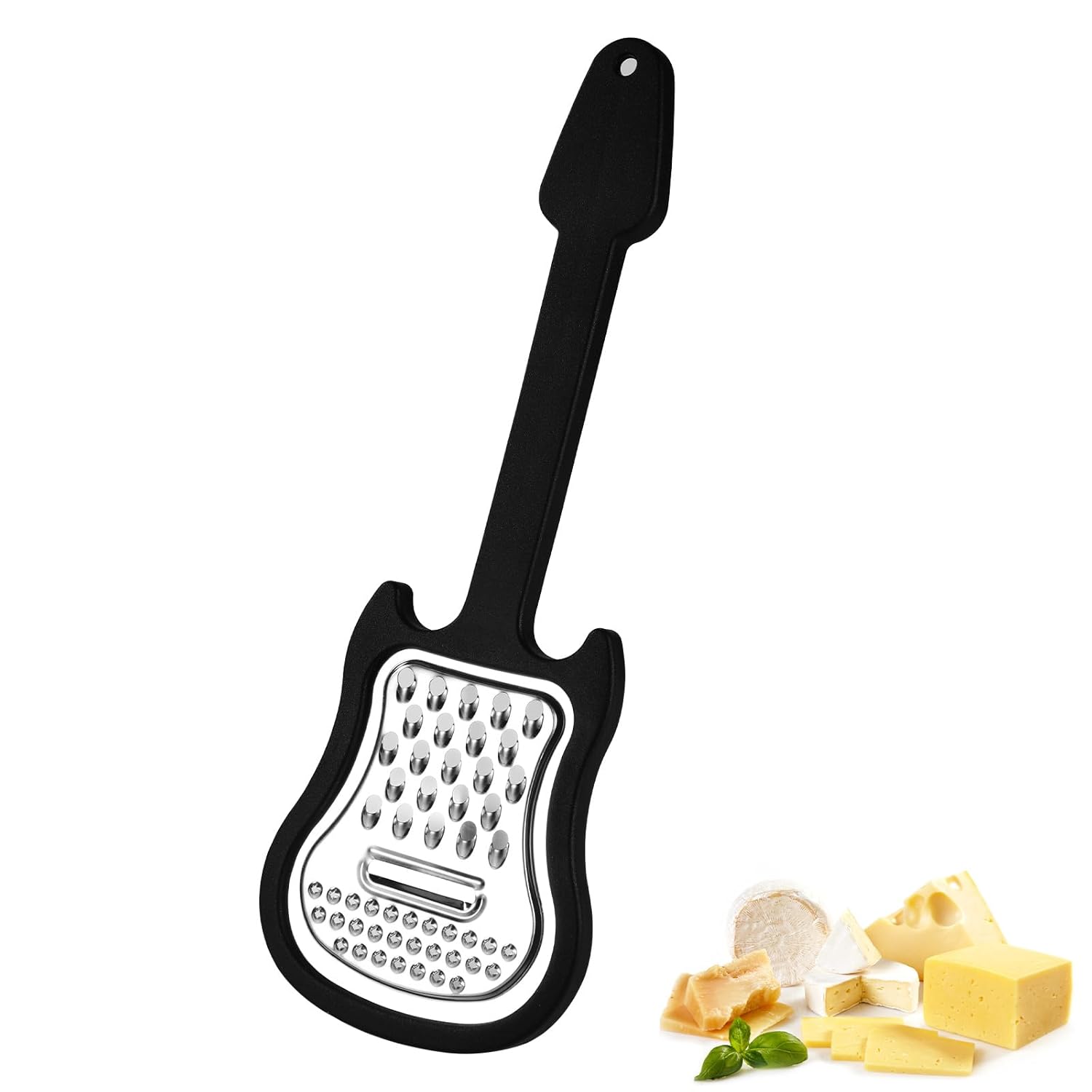 Handheld Cheese Grater Stainless Steel Shredder with Handle Multi-Functional Guitar Shaped Kitchen Slicer Grater Zester for Cheese Vegetables