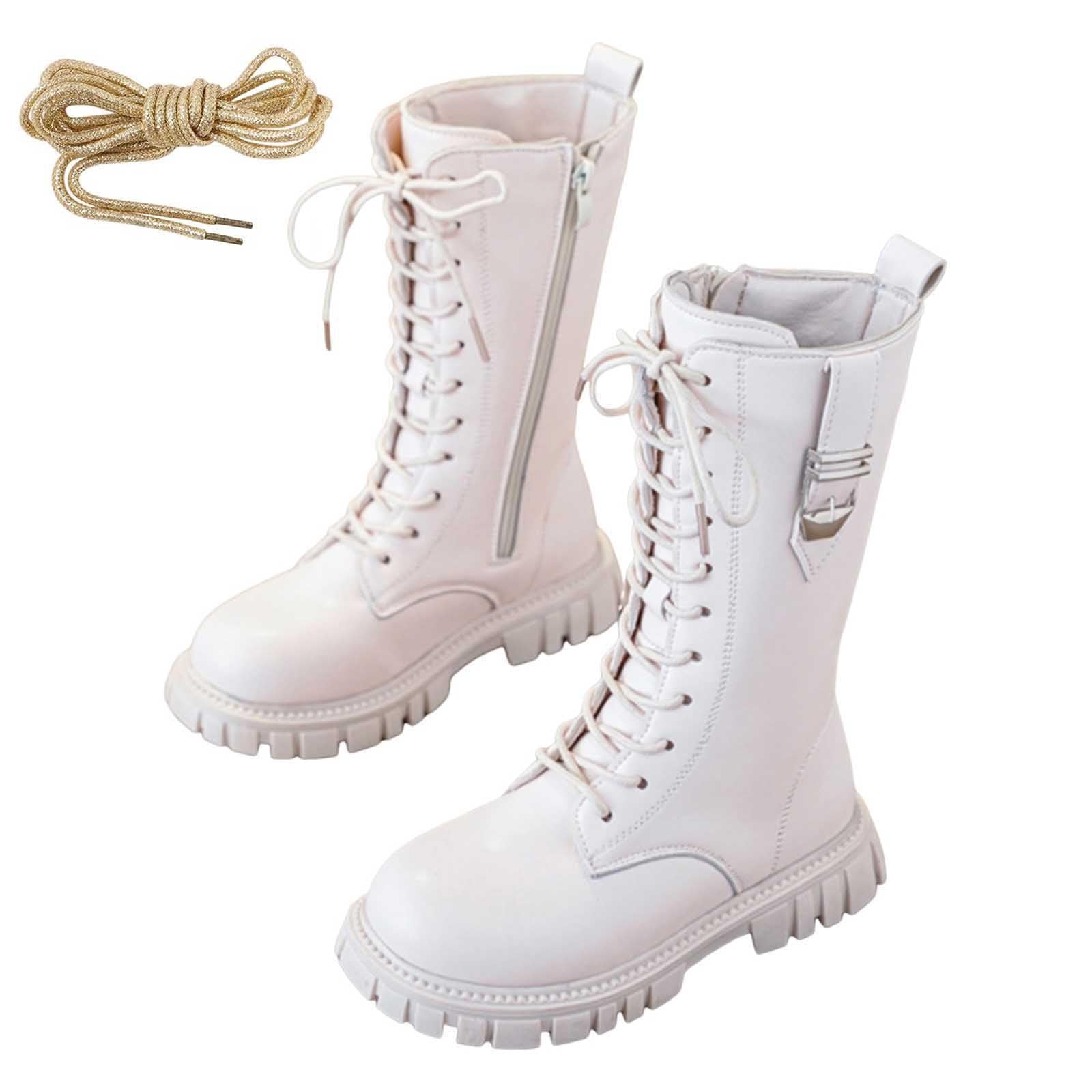 Générique Bottes et Bottines Fille de Cowboy à Lacets Botte de Combat Punk Gothique Bottine avec Fermeture Éclair Confortables à Bout Rond Antidérapant Mode Chaussures Enfants pour les Looks à Thème