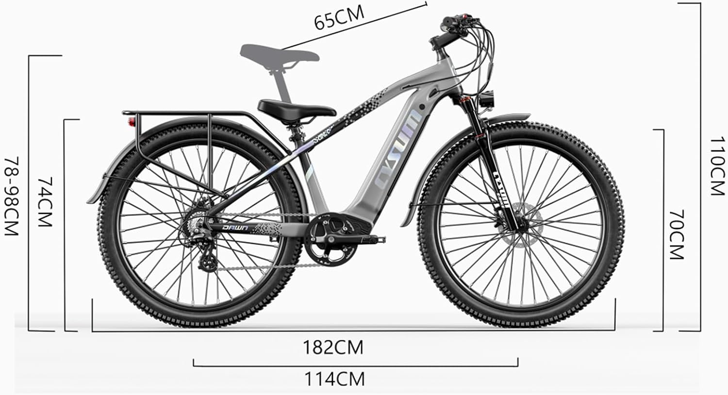 cysum Speedy-27.5 Electric Mountain Bike dimensions