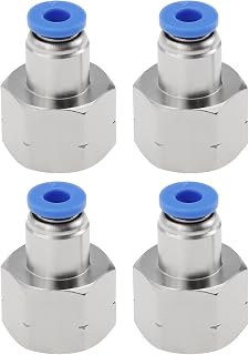 4Pcs 4mm Tube OD x 1/4"" NPT Female Thread Push Fit Pneumatic Connecter Adapter, Straight Push to Connect Air Fittings Adapter, BF261-DW