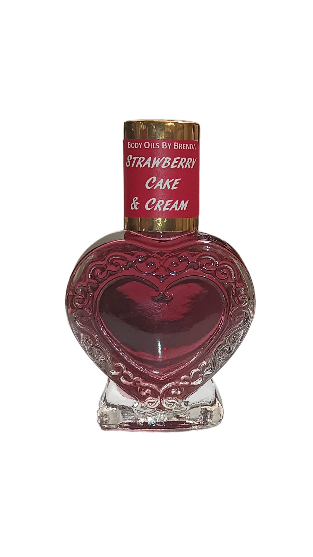 Body Oils by Brenda Strawberry Cake & Cream Body Oil-Perfumed Oil Gourmand Aroma-Fruity Floral Fragrance - Pure Uncut Alcohol Free (1/2 oz. heart)