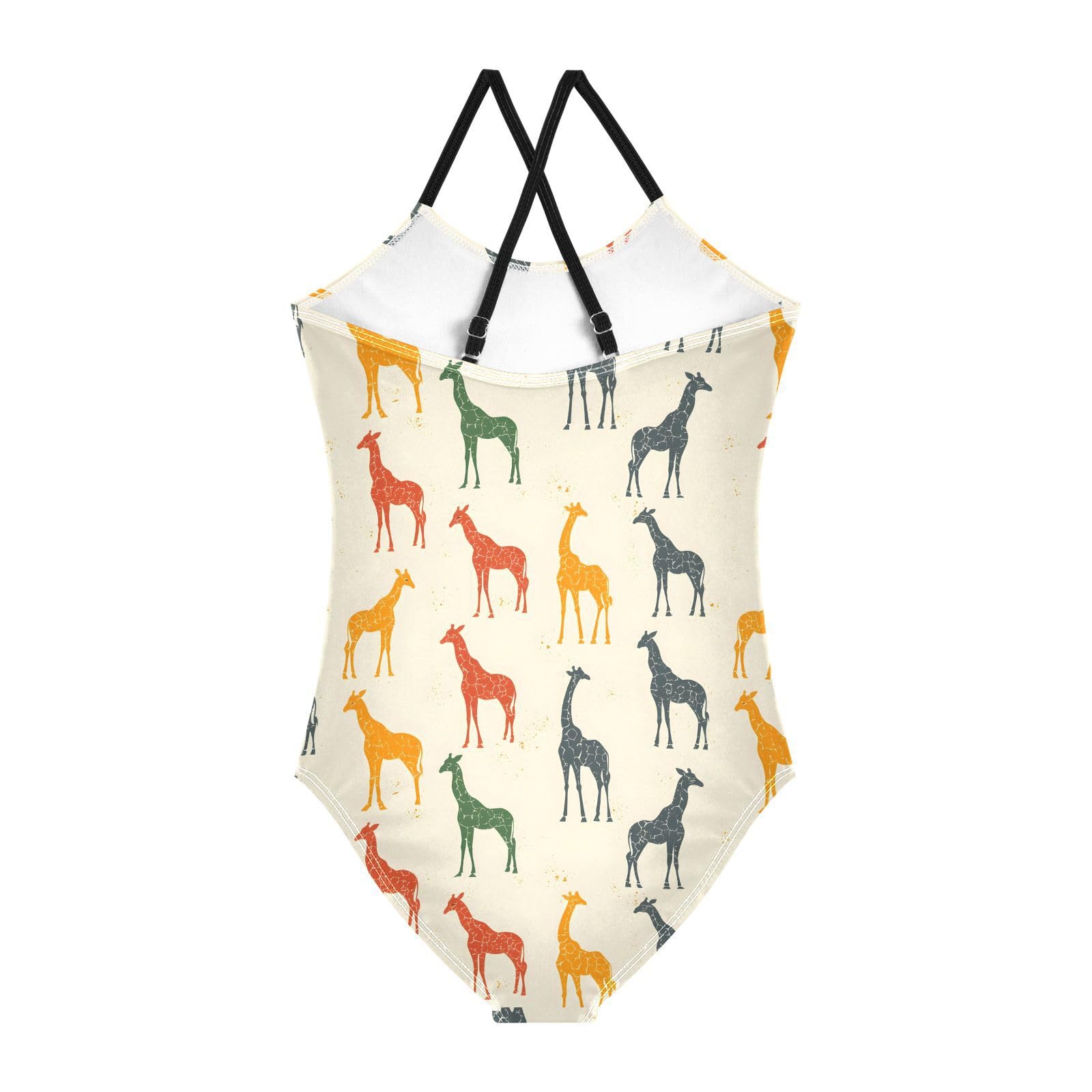 ALAZA Multicolor Giraffe Girls Swimsuit Bathing Suit Beach Swimwear One Piece 9-10T