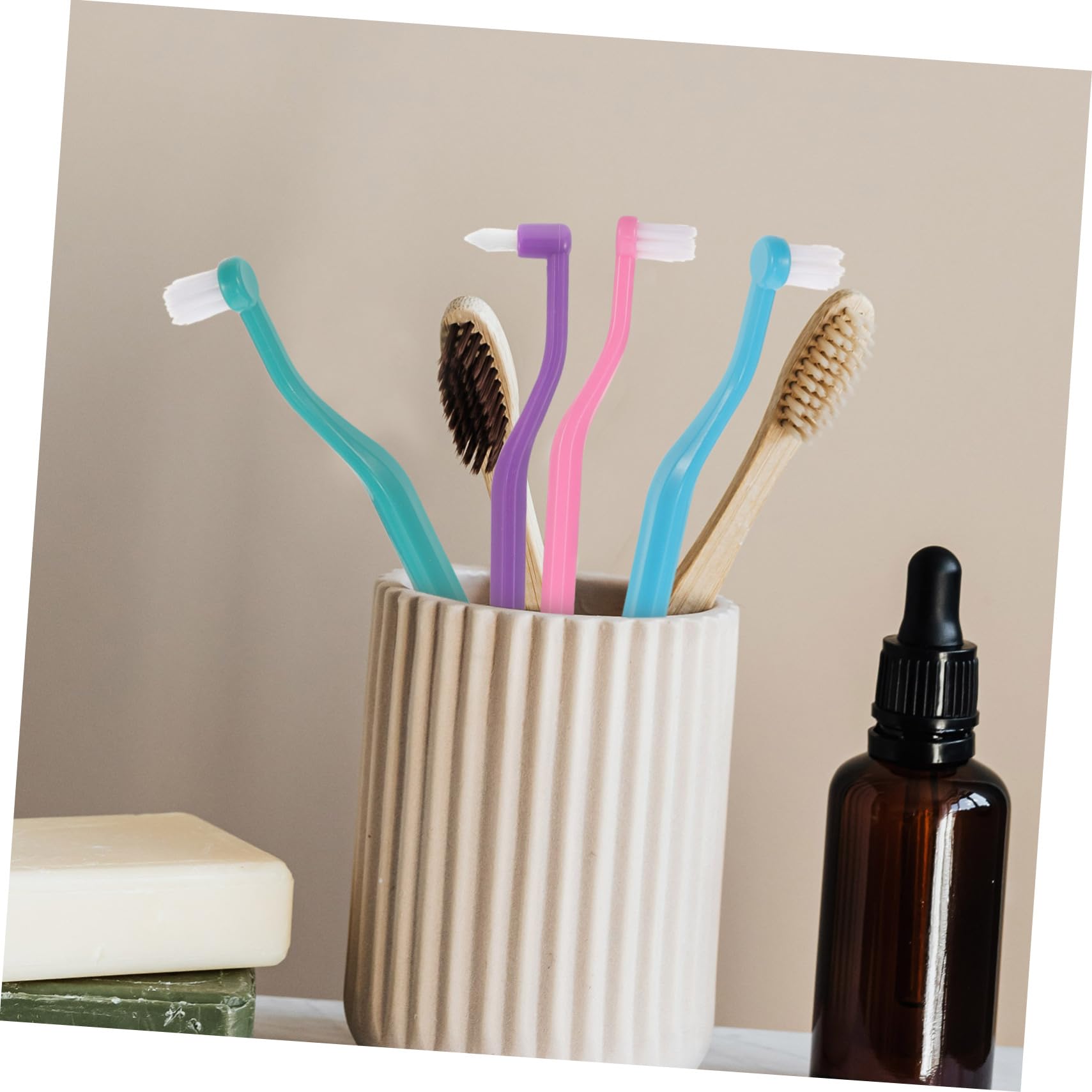 FRCOLOR 16 Pz Spazzolino a Doppia Testa Spazzolini Ergonomici Affusolati Spazzolini Da Denti Domestici Spazzolino Da Denti Resistente All'usura Spazzola Intercapedine Ergonomica Plastica