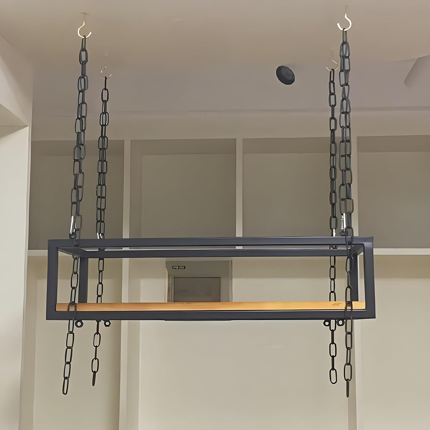 Multi-Purpose Ceiling Shelves - Metal Frame & Iron Chain Storage Rack for Plants, Flowers, and Decor - Balcony Organizer Display Shelf (80x25x15cm)
