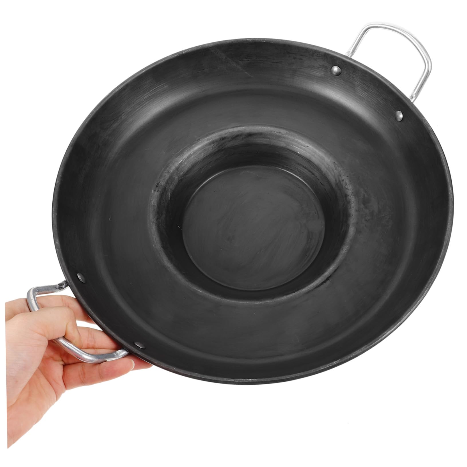 VALICLUD Sartén Multiusos de Hierro Negro Base Cóncava para Cocina Familiar, Ligera y Calentamiento Uniforme Adecuado para Tortillas y Huevos Fritos