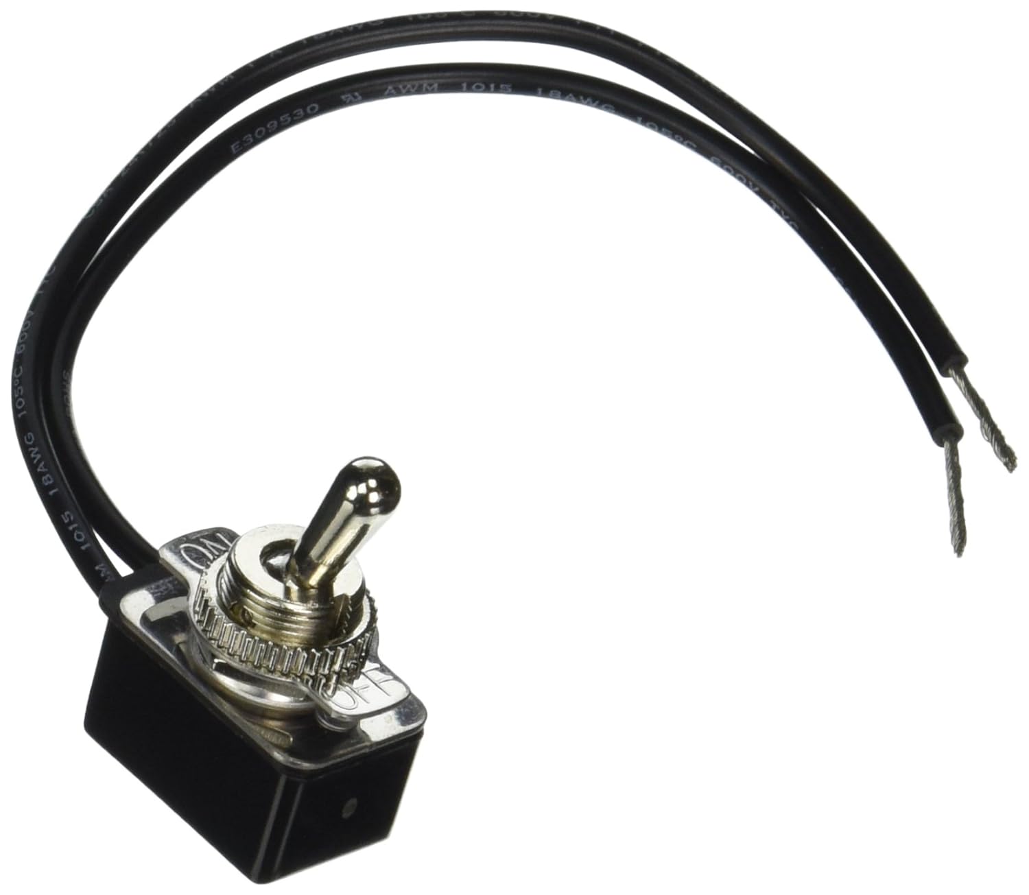 Morris 70050 Toggle Switch, Medium Duty, SPST, On-Off, 6-inch Leads, with On-Off Face Plate