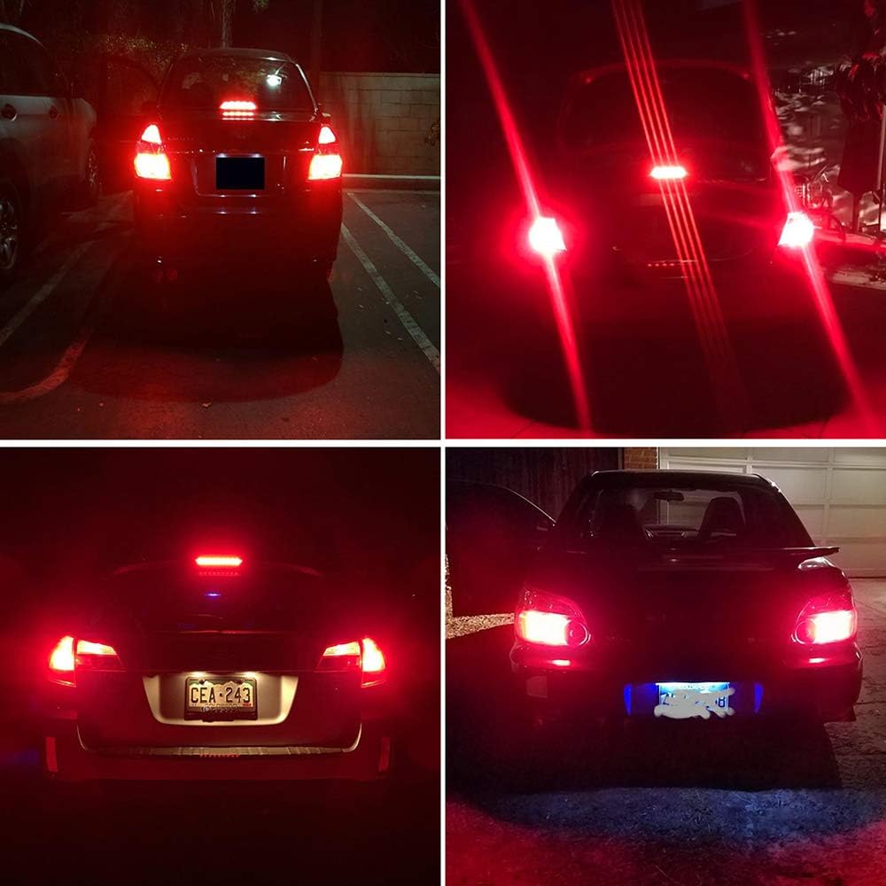 3157 3156 T25 3056 4157 1400 Lumens Super Bright Low Power LED Light Bulbs Replacements for Brake Stop Tail Turn signal Blinker Lights, Brilliant Red (Pack of 2)