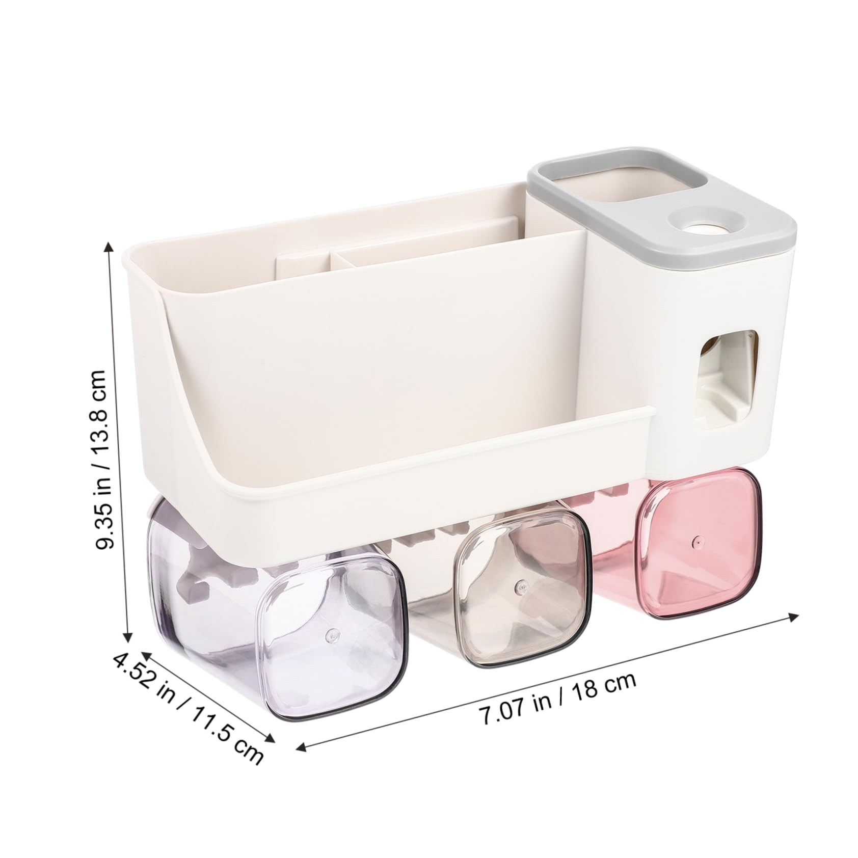 WOONEKY Porta Spazzolini da Parete in Plastica, senza Foratura, Bicchiere, per Bagno e Toilette, per Spazzolini Adulti ed Elettrici