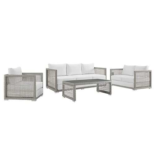 Modway Aura Outdoor Patio Wicker RattanSofa, Loveseat, Armchair and Coffee