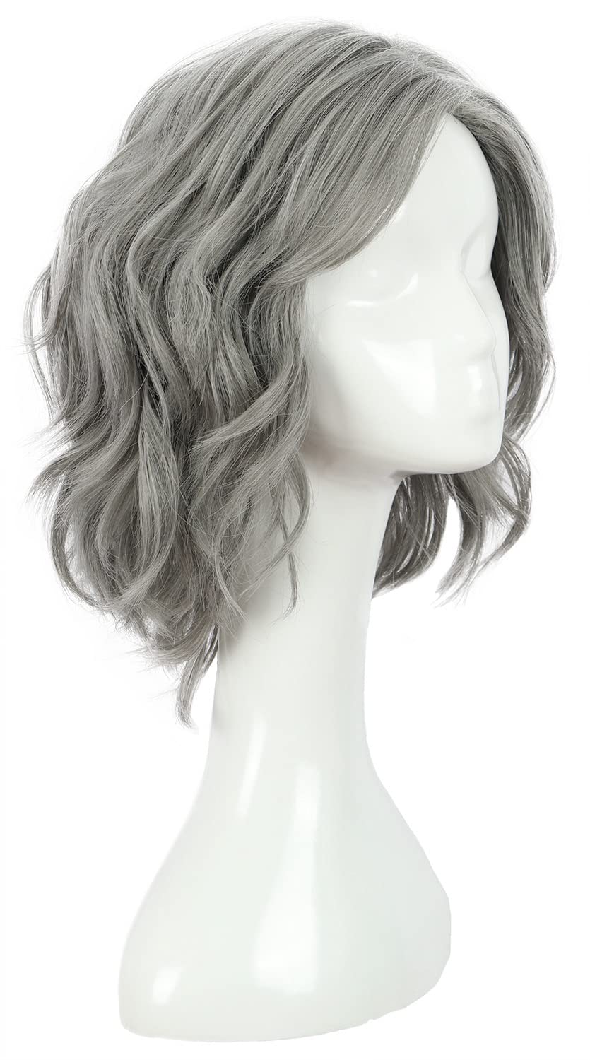 karlery Old Lady Gray Wavy Wig Natural Looking Daily Halloween Cosplay Party Wig - Image 2