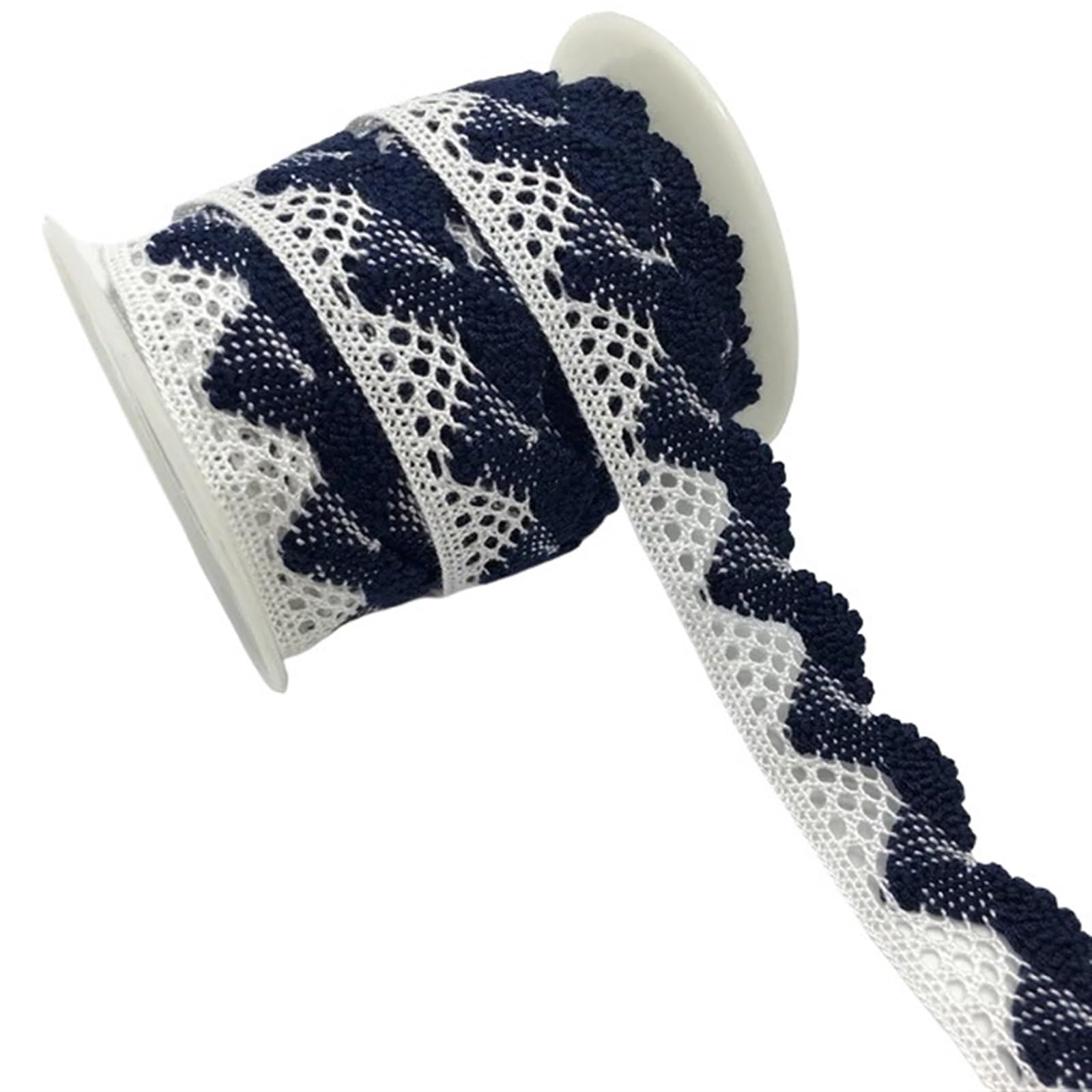 Cintas de Encaje 10 Yardas de Tela for Coser Prendas de Vestir, Color Marfil, Crema, Ribete Negro, algodón, Tejido de Encaje de Ganchillo, Cinta, Accesorios Hechos a Mano(07)