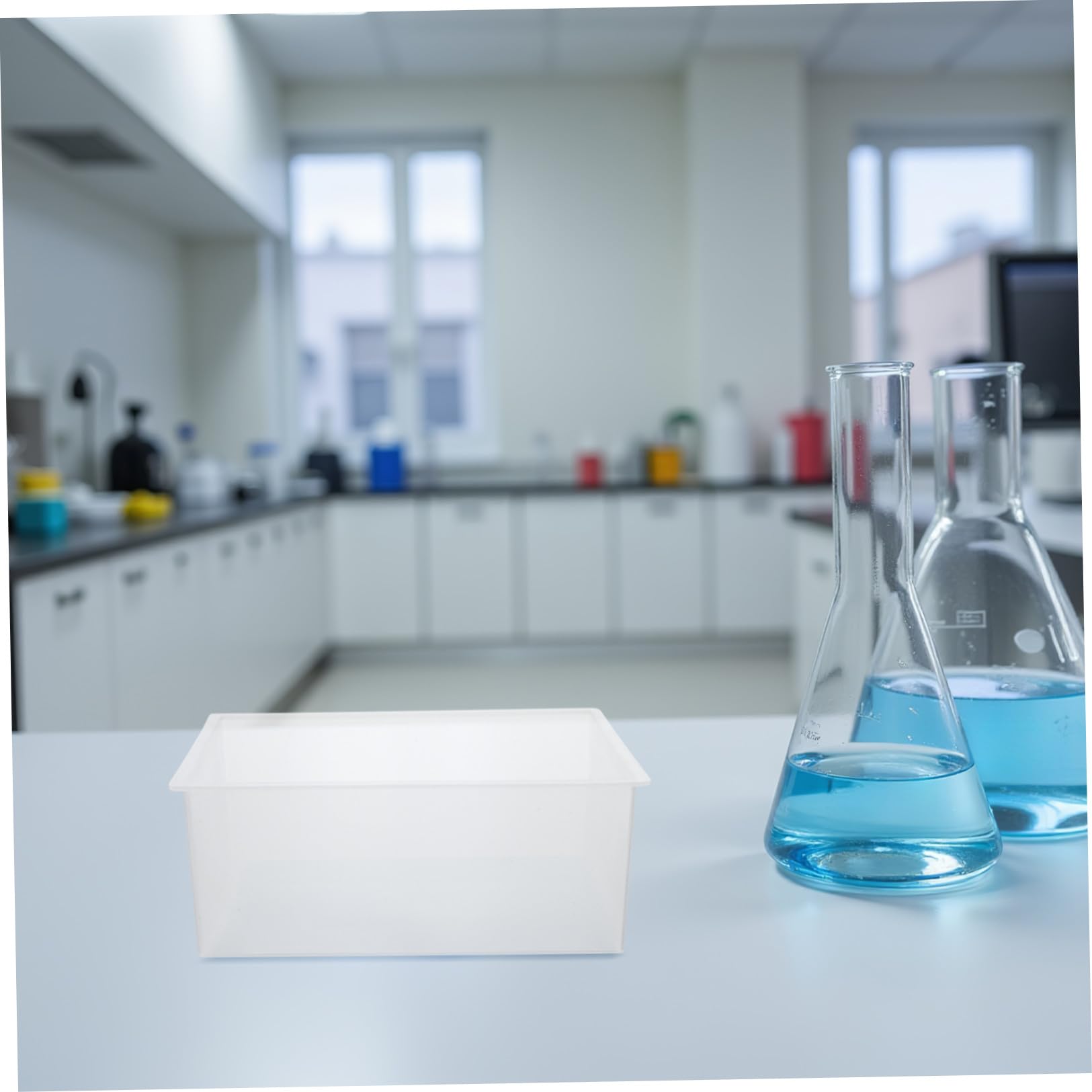 ULTECHNOVO Bacinella in Plastica Trasparente Quadrata per Laboratorio Set da 4 Pezzi Lavabo Resistente a Sostanze Chimiche Vasca per Esperimenti Scientifici e Pulizia Attrezzature
