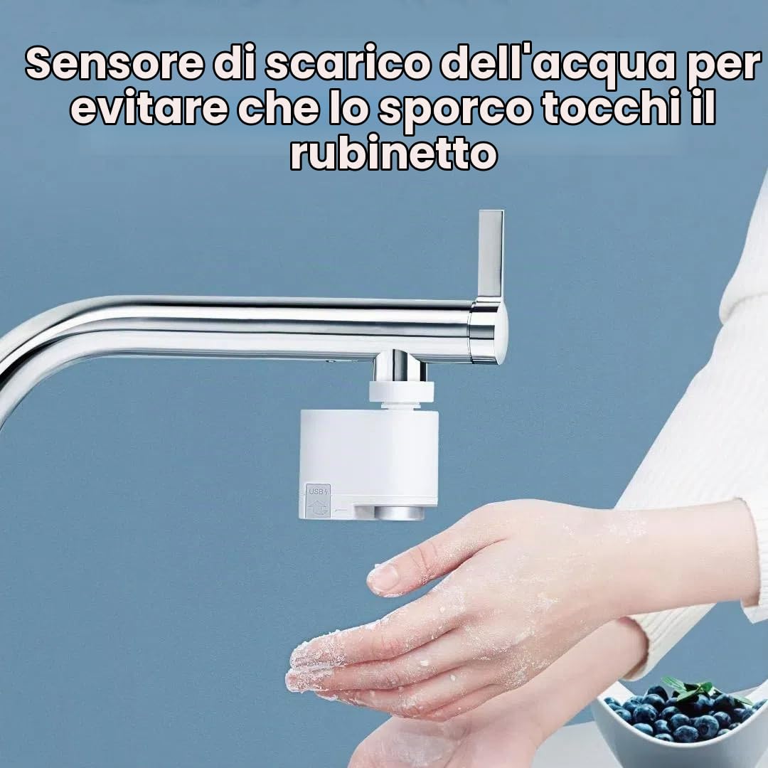 FLEXMAN Filtro Acqua Rubinetto, Ugello Rubinetto a Induzione Gorgogliatore, Filtro Rubinetto Interruttore Automatico Intelligente con 6 Adattatori, Dispositivo di Risparmio Idrico
