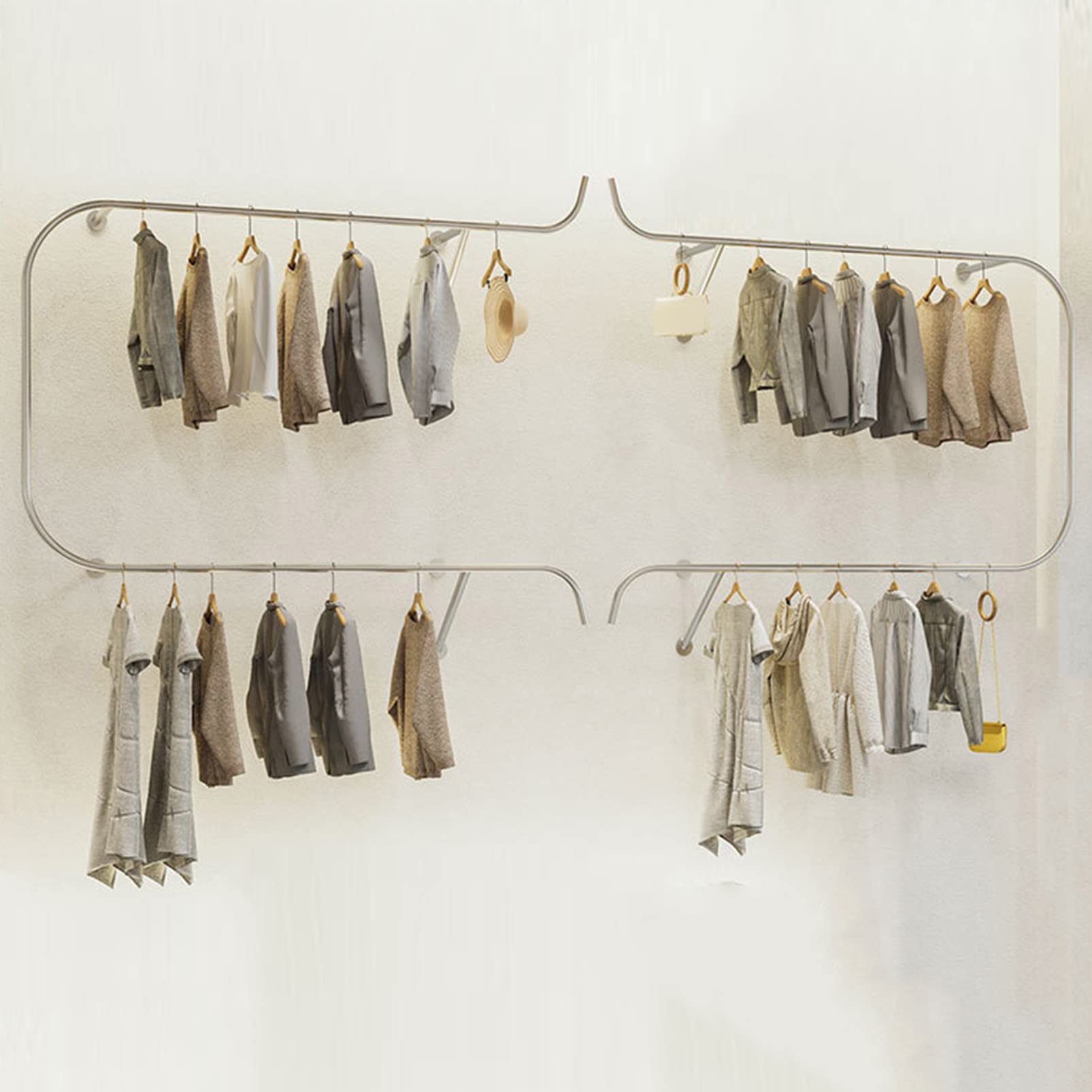 Garment Rack Retail Hangers Stainless Steel Garment Rack for Hanging Clothes in Boutique Clothing Stores Home DIY Wardrobe